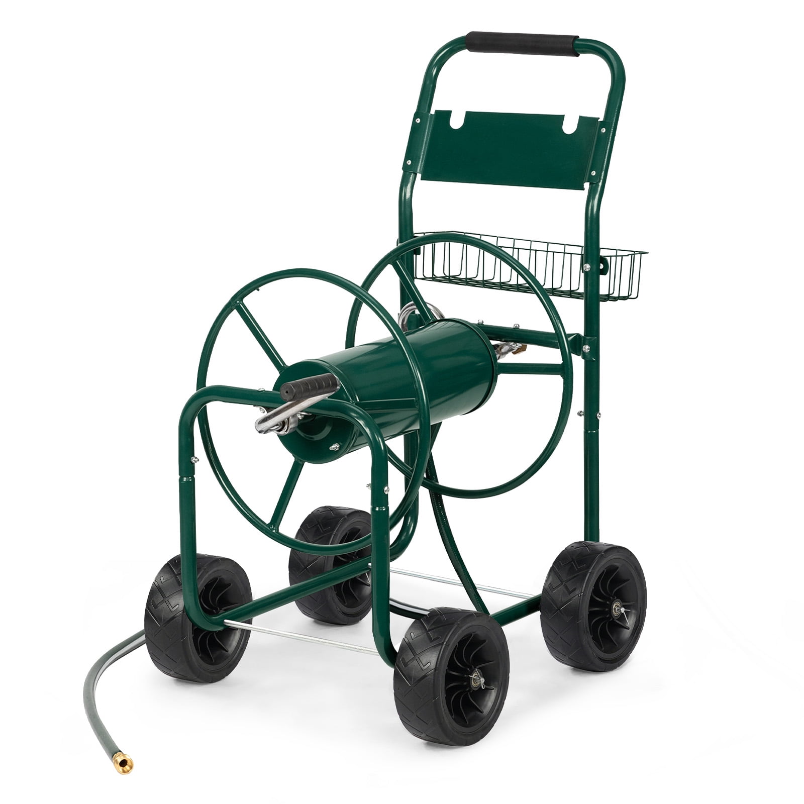 Ktaxon Heavy Duty 7.5in Steel Hose Reel Cart for Garden Outdoor Use, Large Capacity, Green