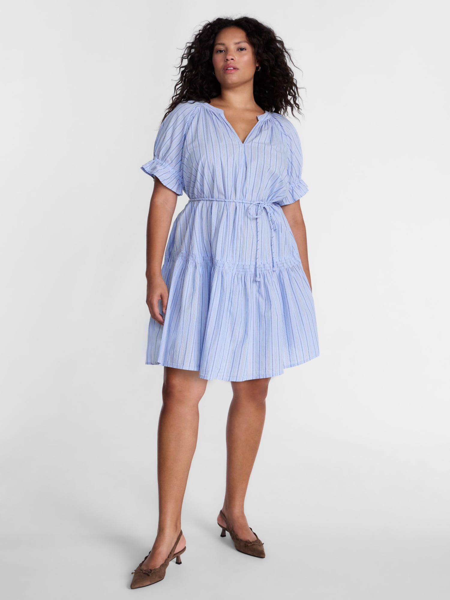Terra & Sky Women's Plus Tiered Mini Dress, Sizes 0X-5X