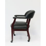 Boss Office Products Ivy League Faux Leather Executive Mobile Guest Chair in Black