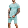 thumbnail image 2 of UVEASISHA Mens Athletic Shorts Set,Tracksuits Outfit for Men Striped Print 2 Piece Outfits Summer Short Sleeve Muscle Gym Workout Sets 2025 Casual Sweatsuit Clearance Sales Today, 2 of 8