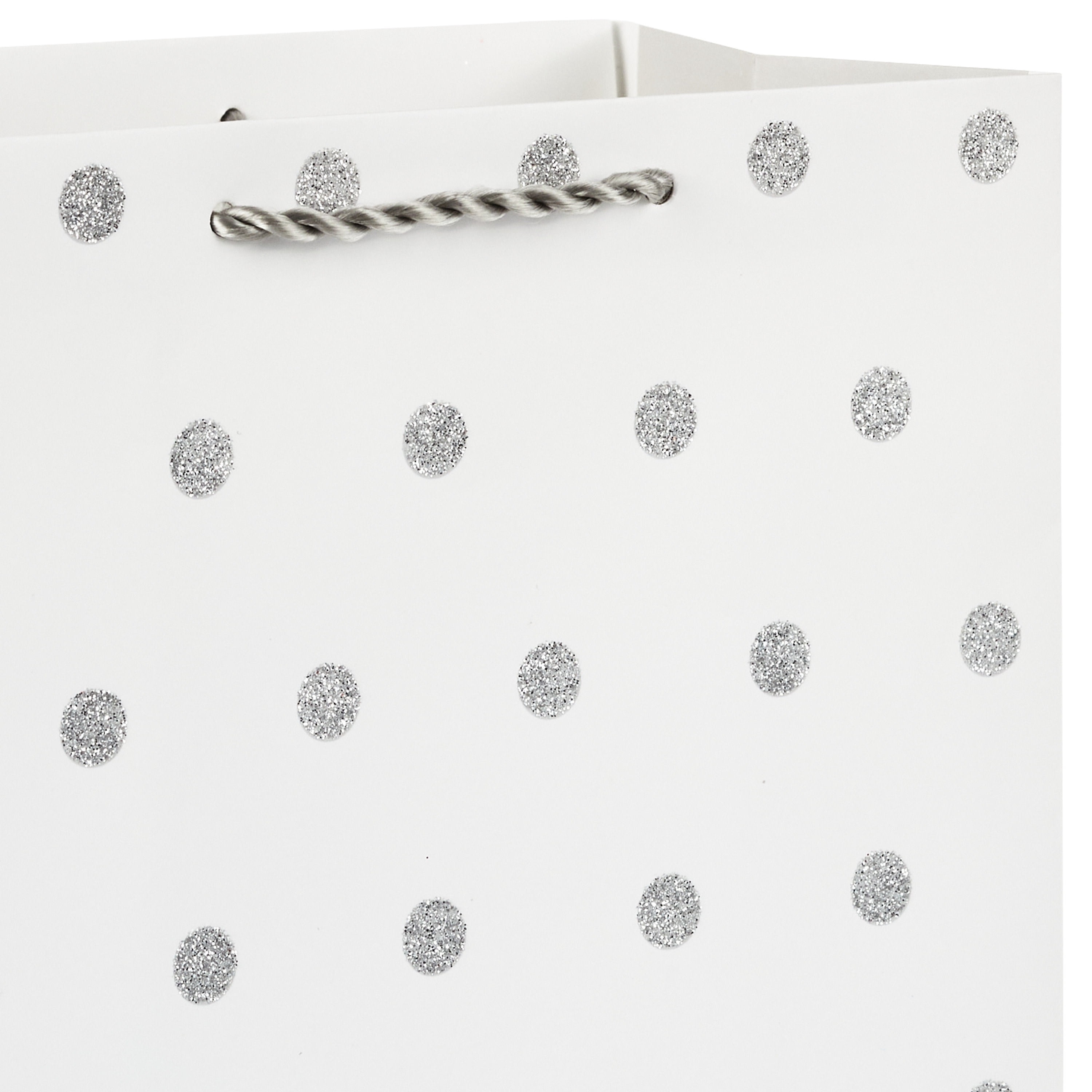 Hallmark Medium Gift Bag (White with Silver Glitter Dots)
