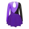 thumbnail image 3 of TiaoBug Kids Girls Long Sleeve Contrast Color Figure Ice Skating Lyrical Ballet Dance Dress, 3 of 5