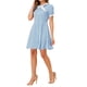 thumbnail image 1 of INSPIRE CHIC Vestido de mujer con ajuste y vuelo, color azul con lazo en el cuello, 1 of 5