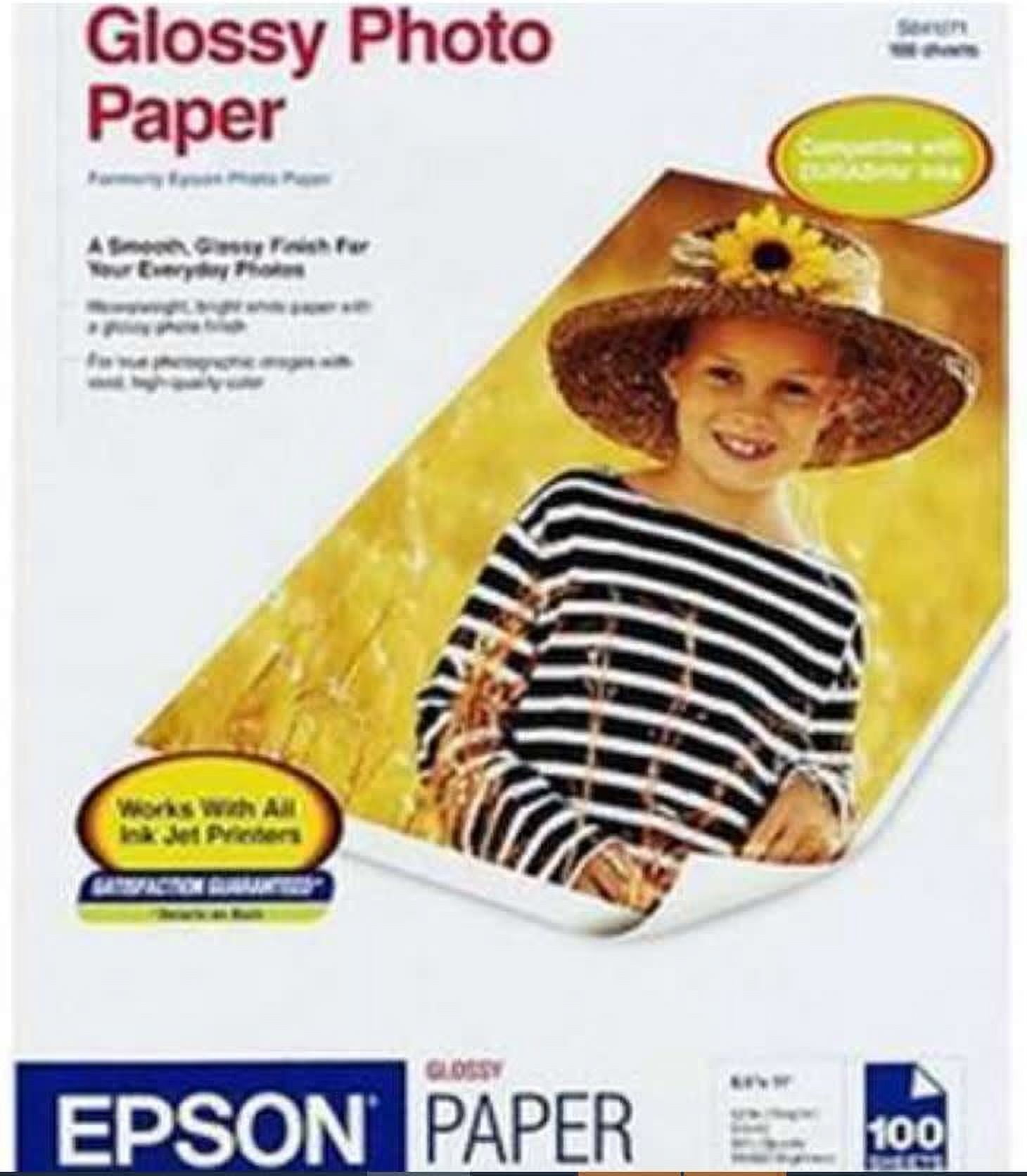 Epson Glossy Photo Paper, 52 lbs, Glossy, 8.6" x 3.4" x 3.4", 100 Sheets/Pack