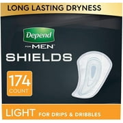 Depend Shields for Men, Light Absorbency Incontinence Protection, 174 Count (3 Packs of 58)