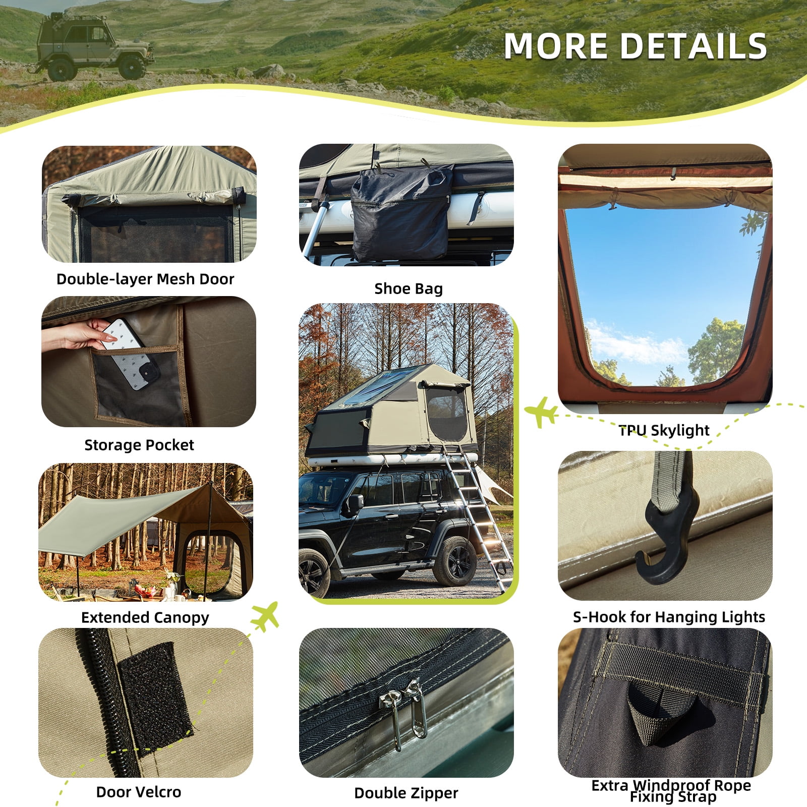 EROMMY Inflatable Rooftop Tent, Multi-Purpose Inflatable Tent with Extended Canopy and Air Cushion, Waterproof Full Dull Poly Textured Oxford, Easy Set-up SUV Tents for Camping