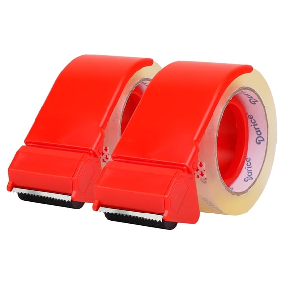 Darice Packaging Tape with Dispenser - 2 Pack Heavy Duty 1.88" x 100 yds Strong and Durable Clear Tape for Moving, Shipping and Storage, 3 inch Core, Clear Package Tape