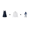 thumbnail image 4 of HAYIMI Child Girls Outfit Sets Solid Color School Dress Elegant Back Zip Knee Length Outfit With Lapel Shirts With Bowtie Clothes Sets , Navy, 4 of 8