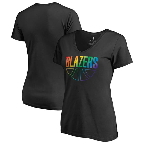 Women's Black Portland Trail Blazers Team Pride Wordmark V-Neck T-Shirt