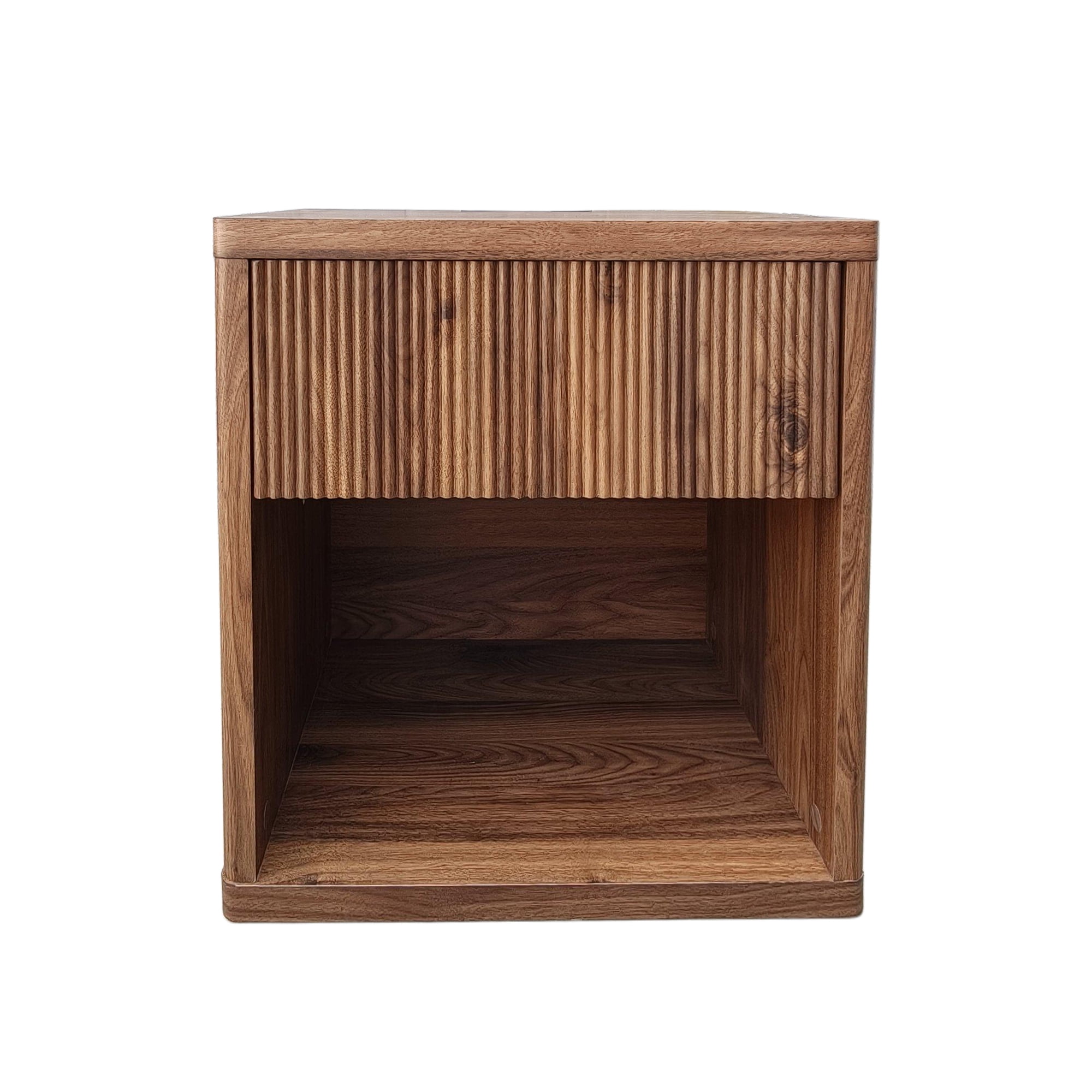 HOQBN Nightstand with 1 Drawer Storage Fluted Bed Side Table End Table Large Modern Wide Bedside Stand for Bedroom Living Room,Walnut