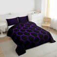 thumbnail image 3 of Feelyou Abstract Full Size Comforter Sets, Purple Honeycomb Rectangle Bedding Sets, 3pcs, 3 of 8