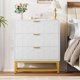 thumbnail image 1 of Moderno 3-cajón de anchura chest cómoda con gold metal legs y handles wood almacenamiento organizer para dormitorio sala de estar y hallway blanca, 1 of 7