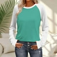 thumbnail image 2 of Busydd T Shirts for Women Casual Versatile Round Neck Tops for Women Trendy Color Block Womens Long Sleeve Tops S, 2 of 9
