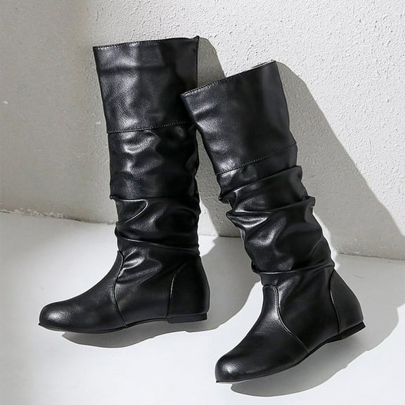 WORGEOUS Fashion High-Heel Boots for Women Made of PU and Rubber Black Long Ideal for Cold Weather