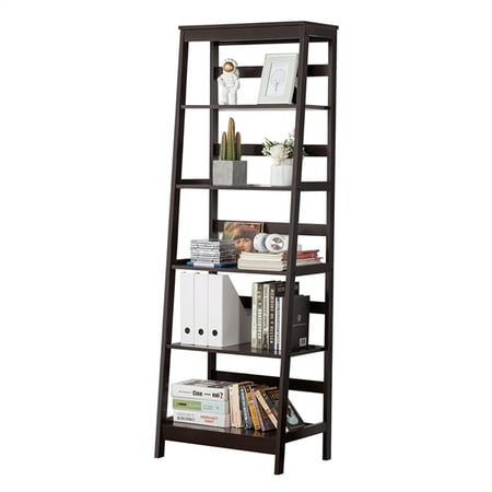 Topeakmart 5 Shelf Bookcase Wooden Ladder Bookshelf Display Rack