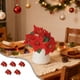 thumbnail image 1 of Christmas Poinsettia Floral Bouquet Artificial Flower Stems with 5 Fork Design Realistic Plastic Greenery for Home Holiday Table Centerpiece Wedding Party Decorations, 1 of 6