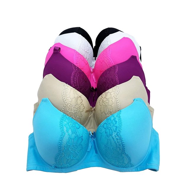 75dd Model Iheyi 6 Pieces Plus Size Wired Full Cup Lace Plain Light Padded D DD ...