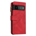 thumbnail image 6 of TECH CIRCLE Wallet Case for Google Pixel 6 Pro, Google Pixel 6 Pro Case for Women Men Durable PU Leather Kickstand Magnetic Buckle Flip Folio Strap Wristlet Zipper Card Holder Phone Cases,Red, 6 of 8