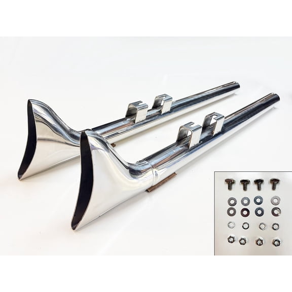 36" Fishtail Chrome Slip on Exhaust Pipe Tips for Harley Touring 1995-2016