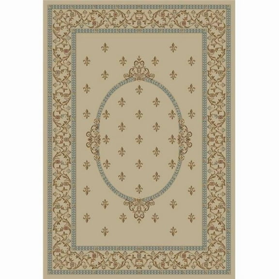 Concord Global 63125 5 ft. 3 in. x 7 ft. 7 in. Jewel F.Lys Medallion - Ivory
