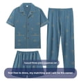 thumbnail image 3 of Ropa de dormir de verano de algodón puro para hombre, conjunto de tres piezas, pantalones largos de manga corta, pantalones cortos finos de talla grande, conjunto de ropa para el hogar, 3 of 5