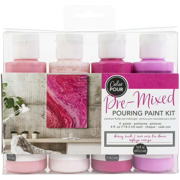 American Crafts Color Pour PreMixed Paint Kit 4/PkgBerry Rush
