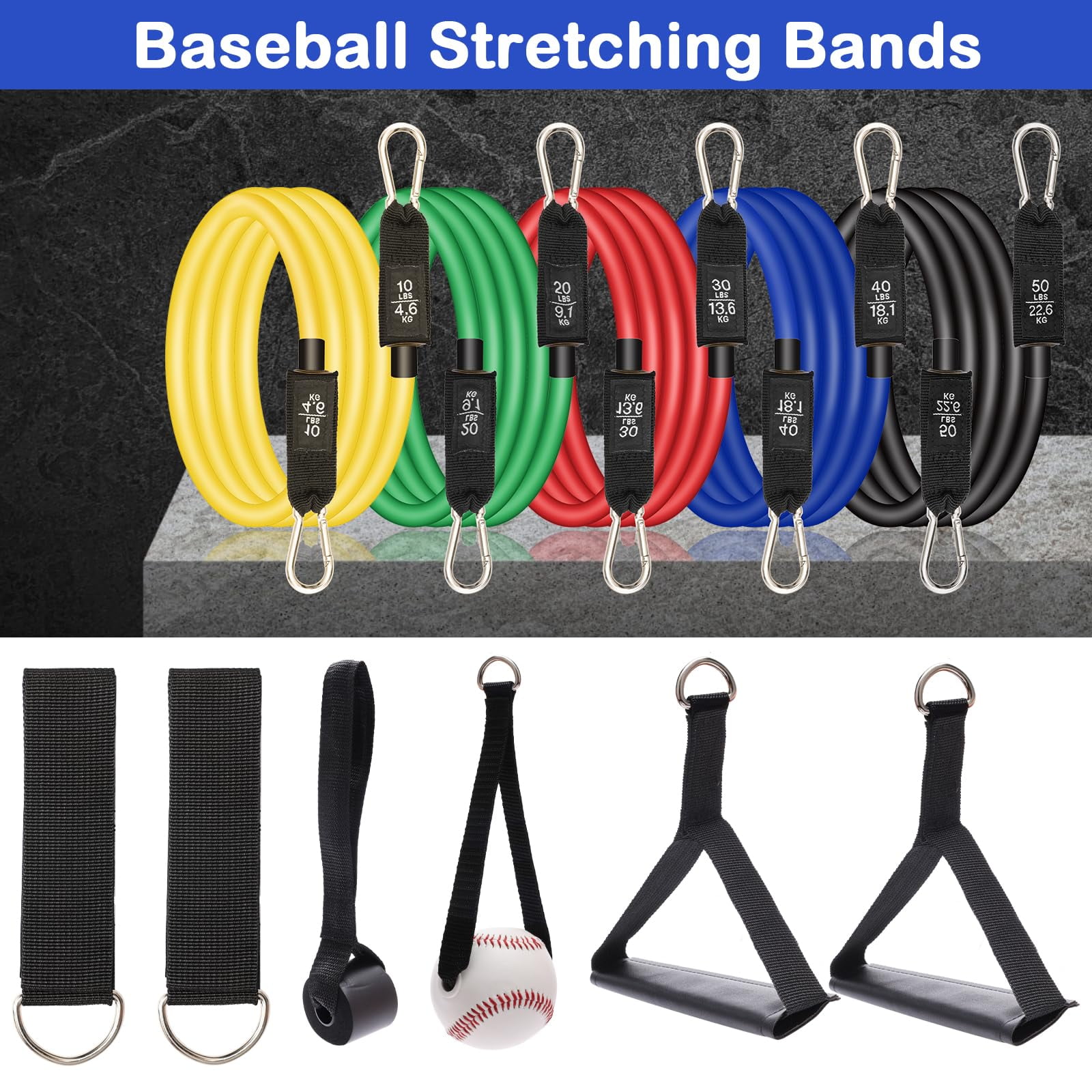 Resistance Bands for Working Out, Plutput 10 -150 Lbs Workout Bands for Baseball Softball Baseball Stretching Bands with Handles