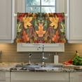 thumbnail image 2 of Yayeee Kitchen Curtains Tier Pair Light Filtering 27"x36" Rod Pocket Short Cafe Window Panel, Colorful Autumn Leaves, 2 of 7