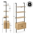 thumbnail image 4 of happimess Tulare 72.05" MidCentury Industrial 4-Shelf Wood Wall-Mounted Open Ladder Bookcase with Cabinet and Metal Frame, Light Oak/Black, 4 of 9