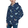 thumbnail image 2 of Pofeuu Space Dinosaur Print Teenage Zipper Hoodie Sweatshirts Hooded Casual Jackets With Pocket For Boys Girls-Small, 2 of 6