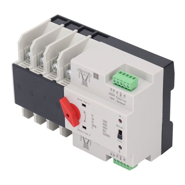 4P Power Switch Controller, Silver Contact AC400V 100A Dual Power Automatic Transfer Switch Stable Transmission for Home