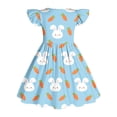 thumbnail image 7 of Mitankcoo Girls Easter Dresses Cute Print Flutter Sleeve Crew Neck A-Line Dress for Daily Fashion Wear 3-14Y, 7 of 7