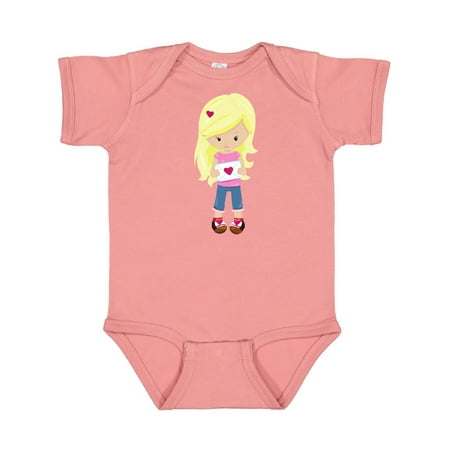

Inktastic Valentine s Day Girl Blonde Hair Girl In Love Gift Baby Girl Bodysuit