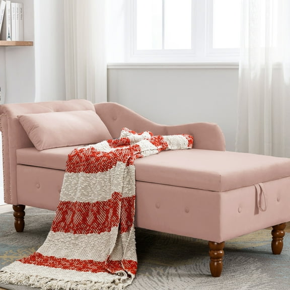 Modern Pink Chair For Living Room - Construction Materials Chaise Soft Fabric & Style