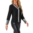 thumbnail image 4 of INSPIRE CHIC Sequin Blouse for Women's V Neck Long Sleeve Casual Lightweight Blouse Shirts, 4 of 6