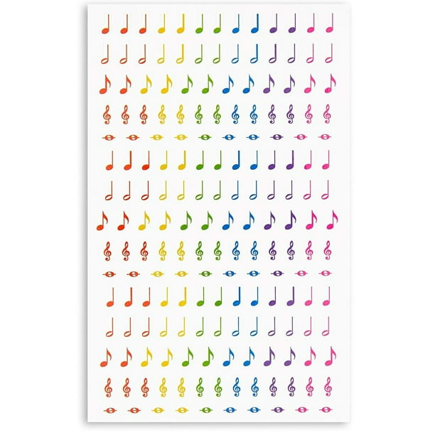 3000 Pcs Rainbow Music Note Stickers, 0.5 inch Colorful Mini Musical DieCut Labels Sheets for