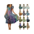 thumbnail image 4 of Gvmfive Women Summer Boho Floral Dress Short Sleeve Casual Midi Sundress, 4 of 4