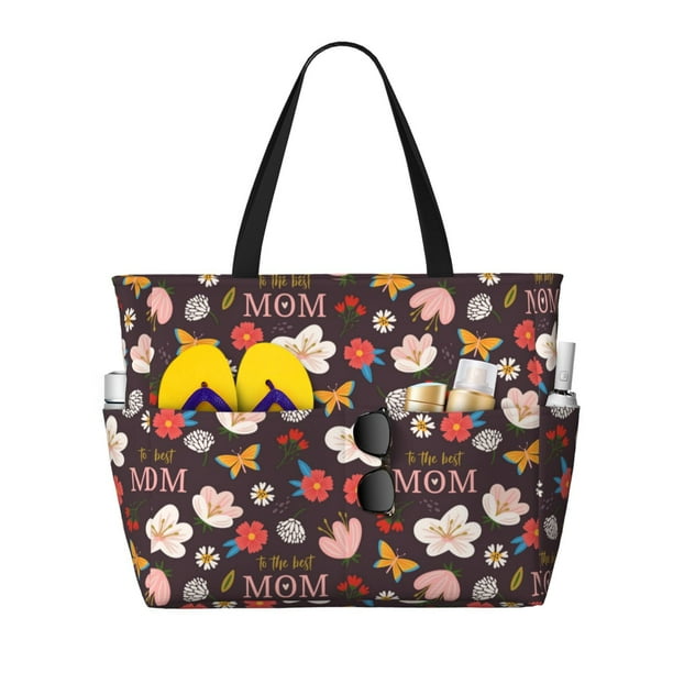 Easygdp To The Best Mom Bolsa de Viaje de Playa de Gran Capacidad, Bolsa Tote Perfecta para la Playa, Escapadas de Fin de Semana y Viajes