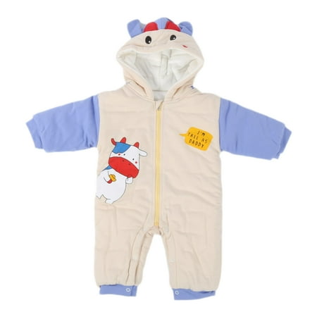 

Baby Jumpsuit Hooded Romper Button-crotch Closure For Kids Cold Winter Beige 73cm (6-12Month)