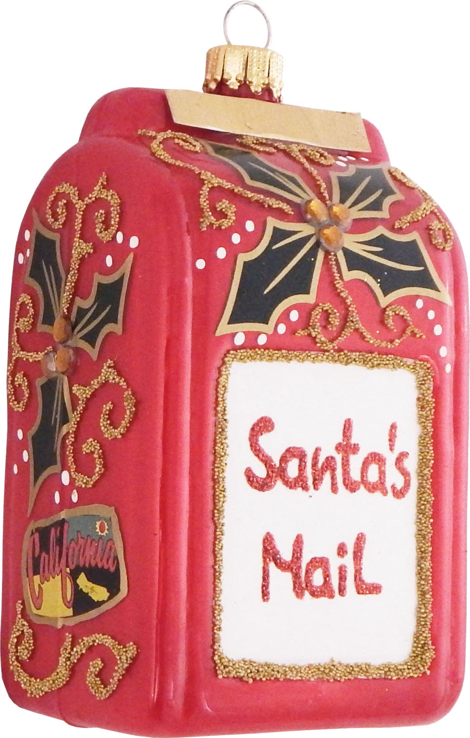 Santas Mail Postal Box With Poinsettias Christmas Holiday Ornament