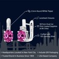 thumbnail image 2 of Gem Stone King 925 Sterling Silver Pink Created Sapphire and White Topaz Earrings for Women (4.96 Cttw, Gemstone September Birthstone, Oval 9X7MM), 2 of 5