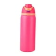thumbnail image 2 of Botella de agua de acero inoxidable a prueba de fugas, 1000 ml, reutilizable, simple, portátil, de doble pared, al vacío, para conducir, picnic en rosa roja, 2 of 9