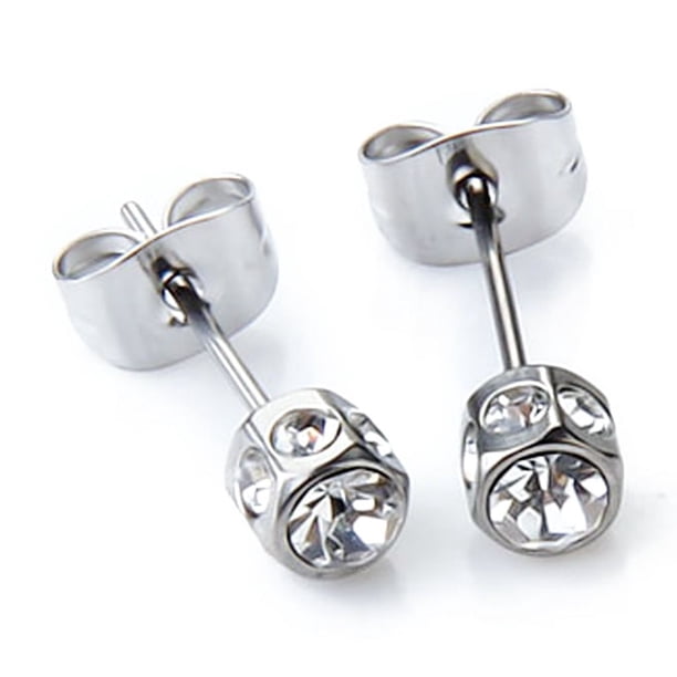 Aretes para hombre con simulados, circonita cúbica forma forma forma , pendientes de plata