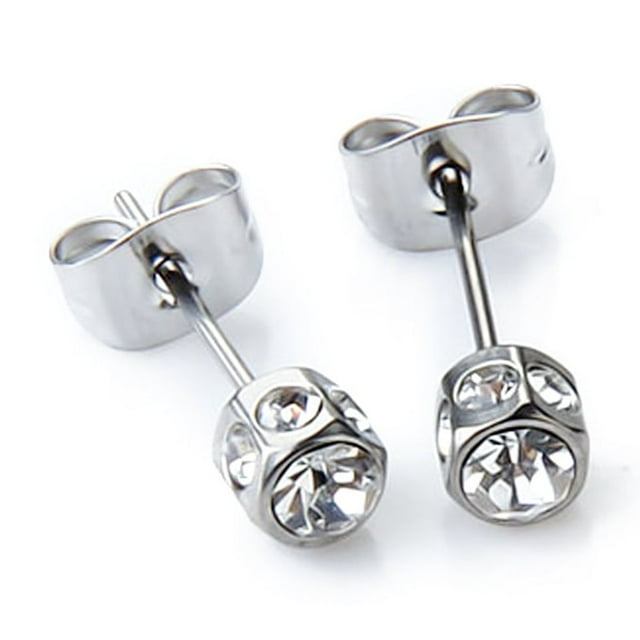 Aretes para hombre con simulados, circonita cúbica forma forma forma , pendientes de plata