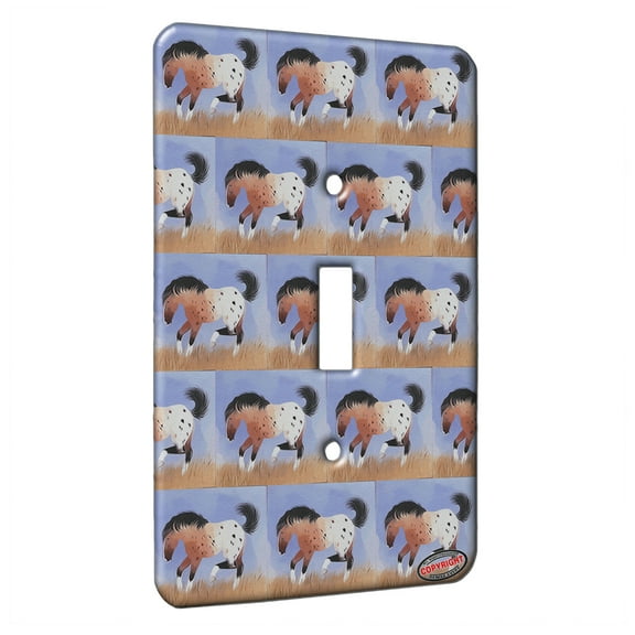 KuzmarK™ Single Gang Toggle Switch Wall Plate - Bay Roan Appaloosa in Late Summer Horse Modern Art by Denise Every