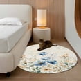 thumbnail image 3 of Blue Spring Floral Round Area Rug 4 FT, Non Slip Indoor Outdoor Rug, Summer Botanical Vintage Washable Circular Carpet Non-Shedding Floor Mat for Coffee Table Nursery Foyer Balcony, 3 of 9