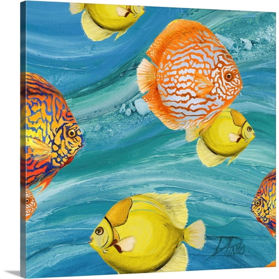 Great BIG Canvas | "Aquatic Sea Life I" Canvas Wall Art - 24x24