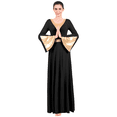thumbnail image 6 of IDOPIP Women Metallic Gold Liturgical Praise Dance Dress Long Sleeve Lyrical Dancewear Worship Dress, 6 of 8