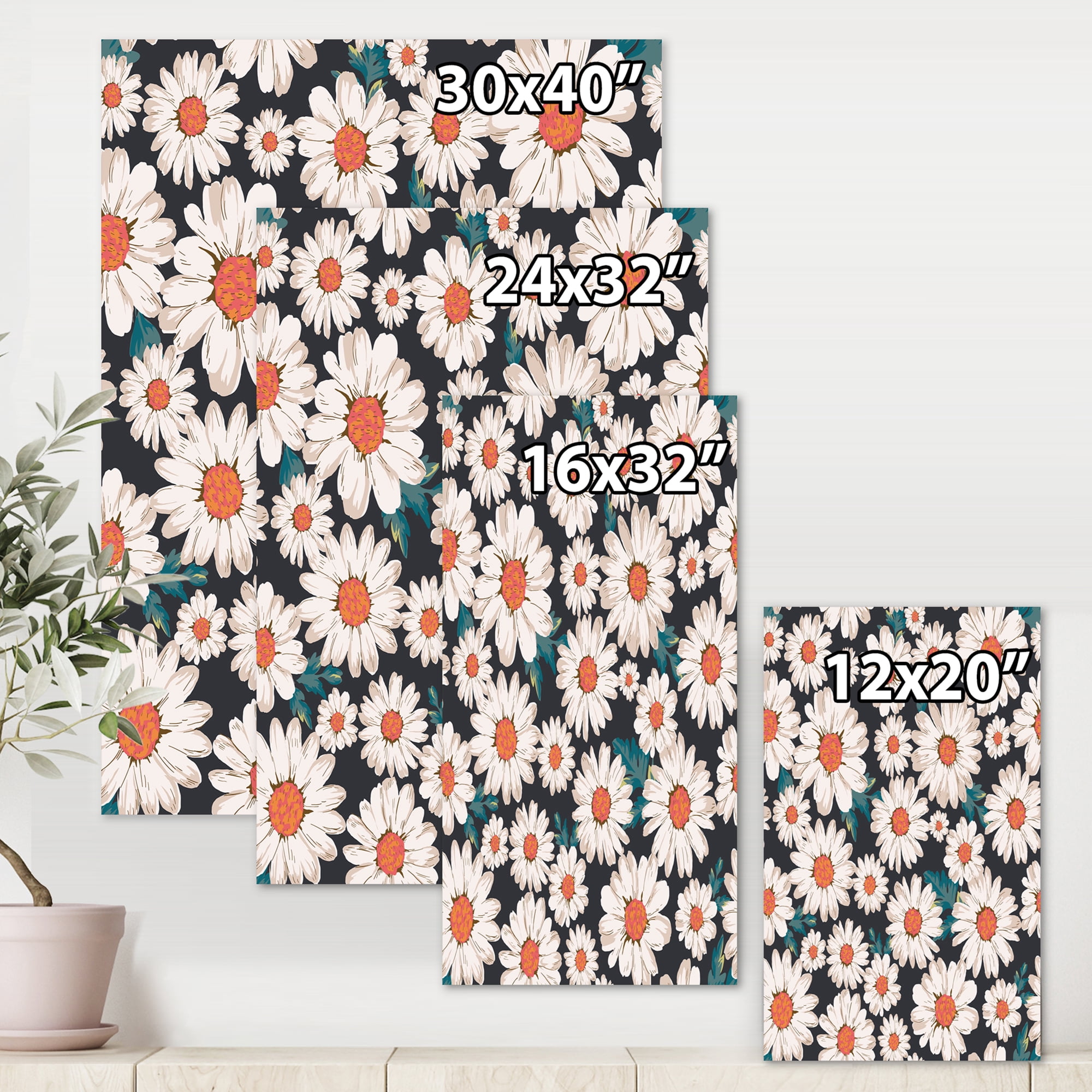 Designart ' Prolific of White Daisy Flowers ' Traditional Canvas Wall Art Print