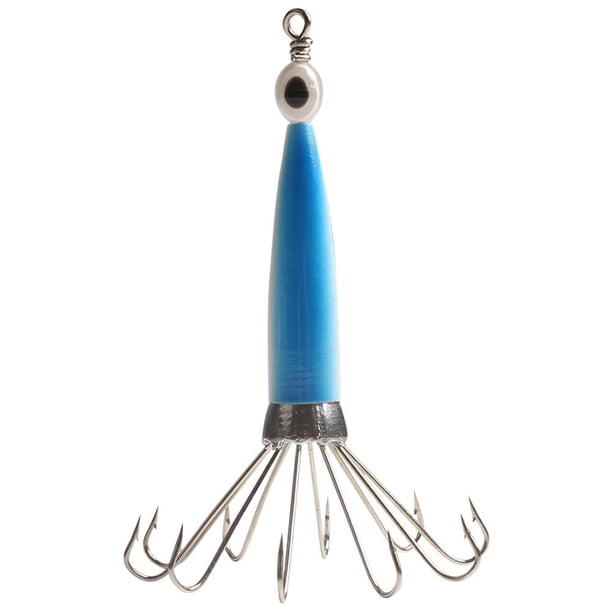 Squid Jig Pesca Señuelo Gancho Pulpo Cebo duro artificial (Azul luminoso 10 Garra)